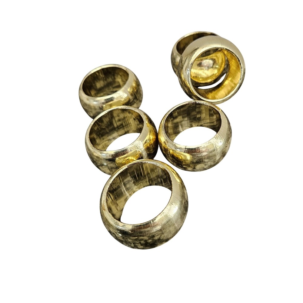 Vintage shiny disco gold napkin‎ rings set of 6